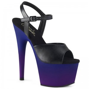 Tacones Pleaser Adore-709BP Vegan Leather Mujer Negros Azules | MEXICO DJEWKZN