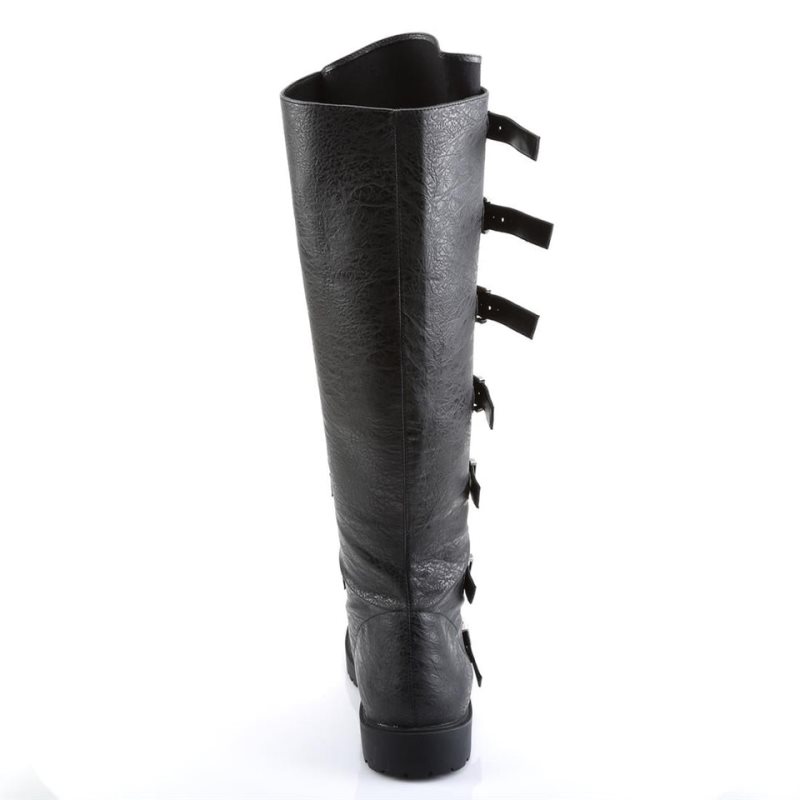 Botas Hasta La Rodilla Pleaser Gotham-110 Vegan Leather Hombre Negros | MEXICO PQCGRAL