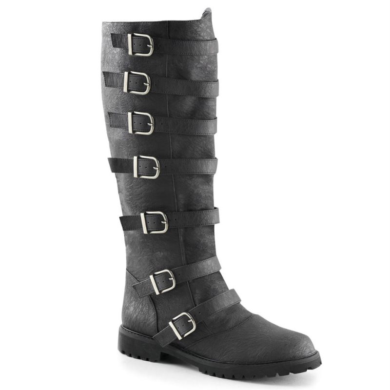 Botas Hasta La Rodilla Pleaser Gotham-110 Vegan Leather Hombre Negros | MEXICO PQCGRAL